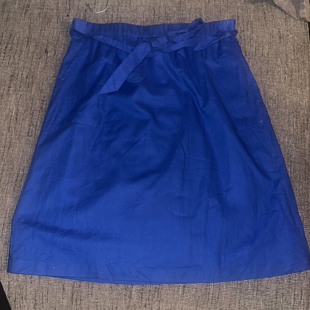 J. Crew Cobalt Blue A-Line Tie-Waist Skirt